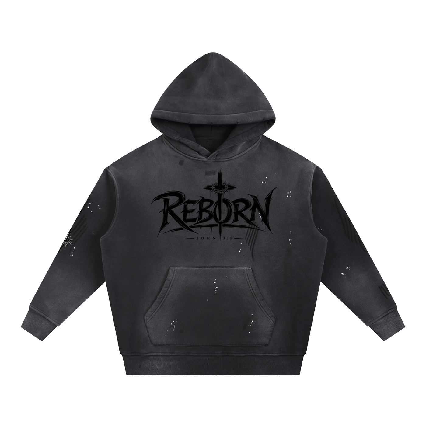 Vintage Washed Frayed Fleece Hoodie