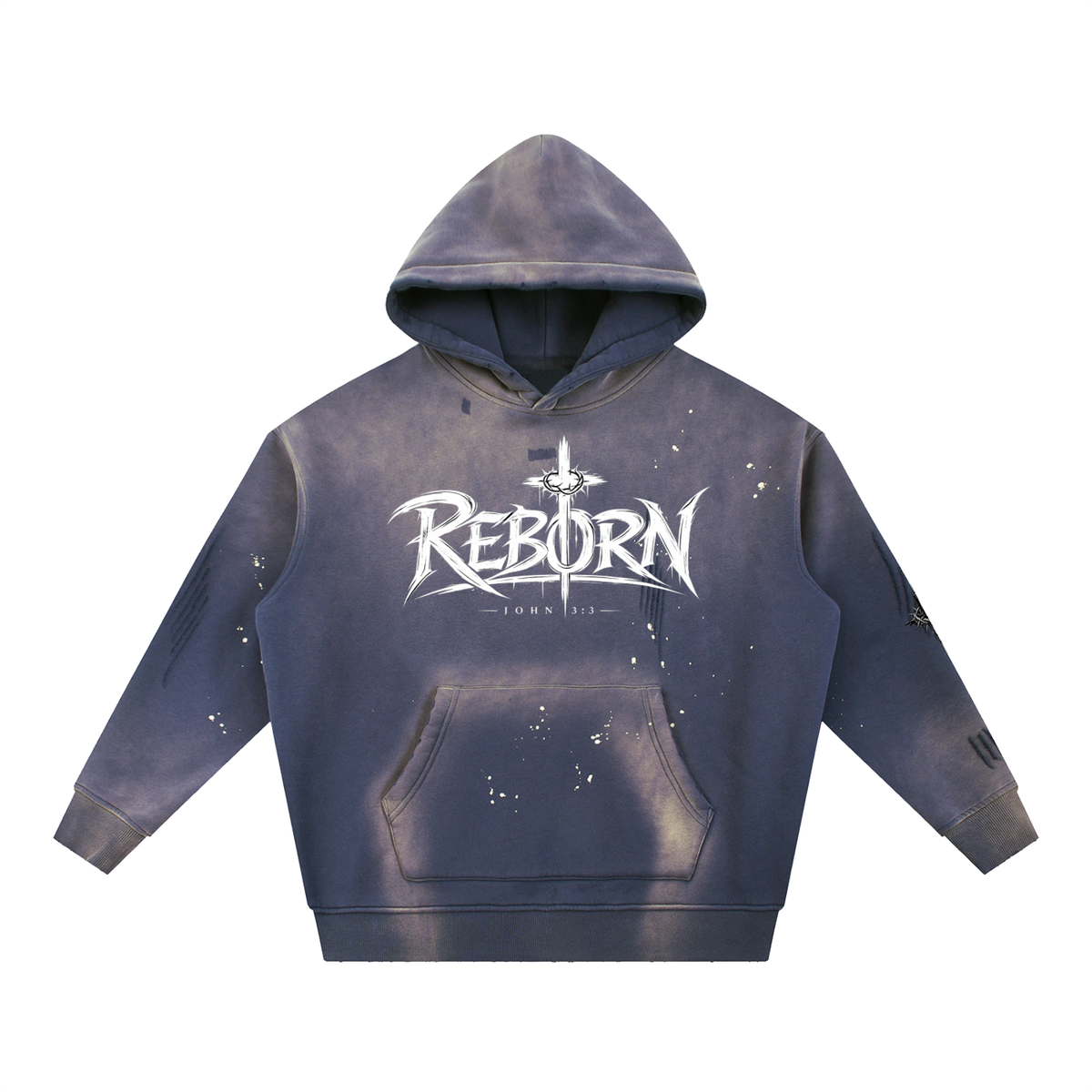 Vintage Washed Frayed Fleece Hoodie