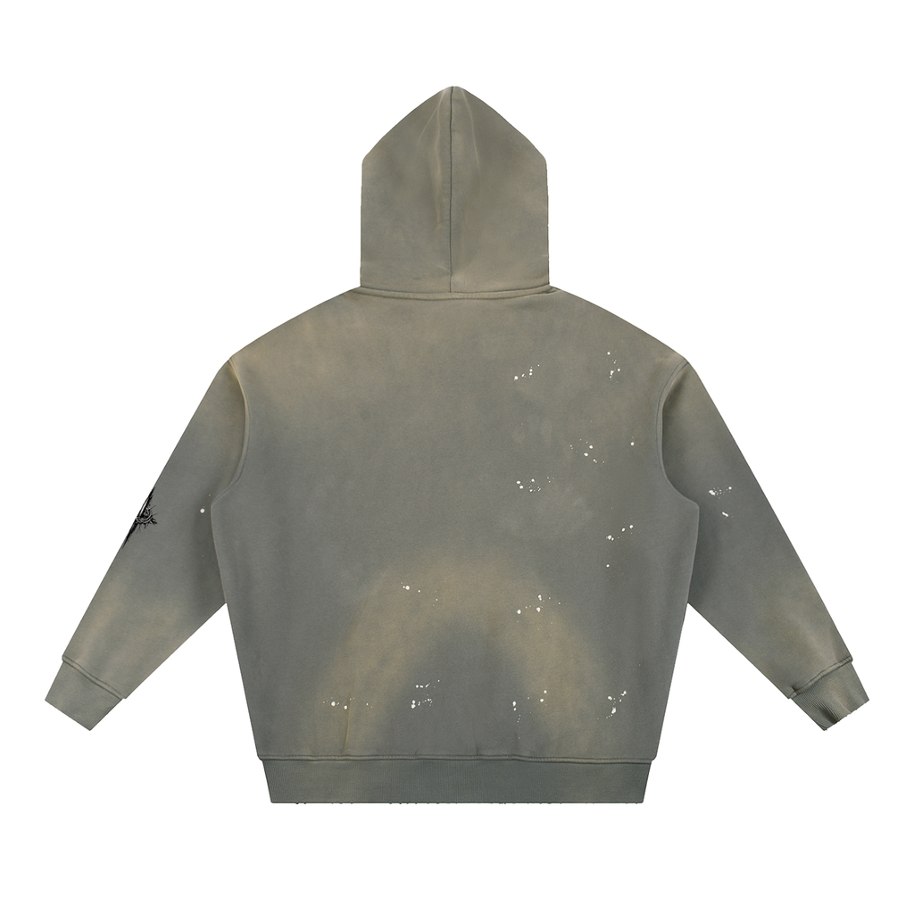 Vintage Washed Frayed Fleece Hoodie