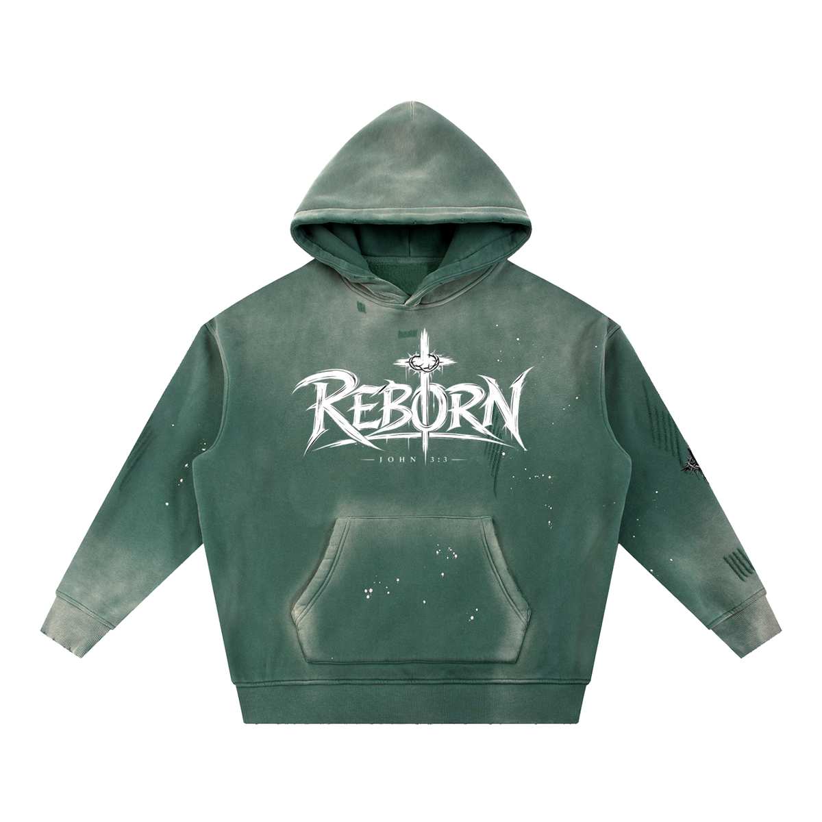 Vintage Washed Frayed Fleece Hoodie