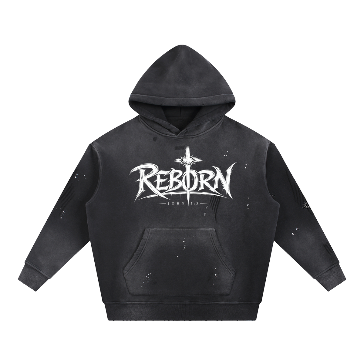 Vintage Washed Frayed Fleece Hoodie