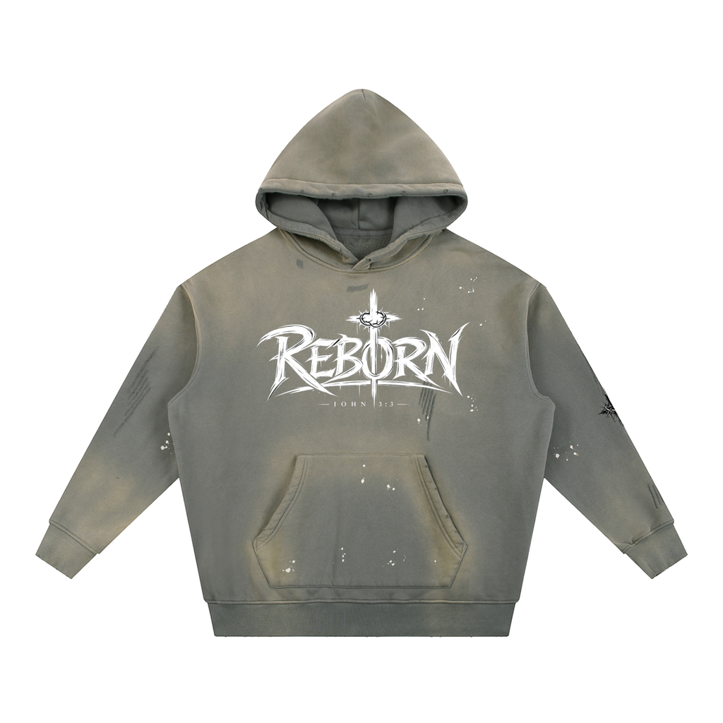 Vintage Washed Frayed Fleece Hoodie