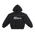 Contrast-Stitched Boxy Fleece Hoodie