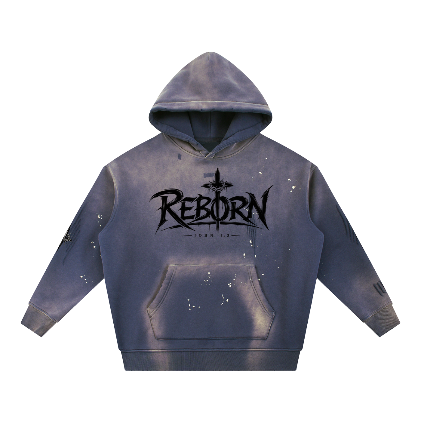 Vintage Washed Frayed Fleece Hoodie